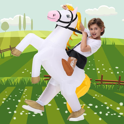 Inflatable Horse Costume for Kids Halloween Blow up Costumes White Horse Costumes Funny Costumes for Boys Girls Cosplay Party