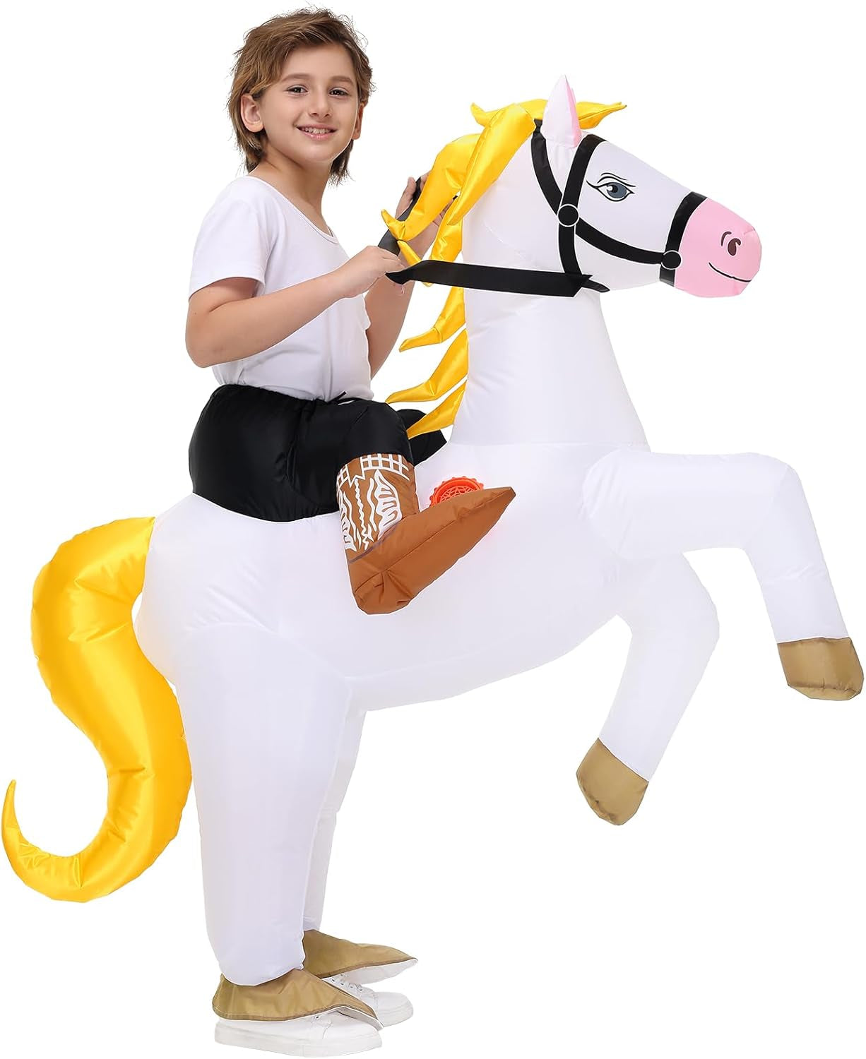 Inflatable Horse Costume for Kids Halloween Blow up Costumes White Horse Costumes Funny Costumes for Boys Girls Cosplay Party