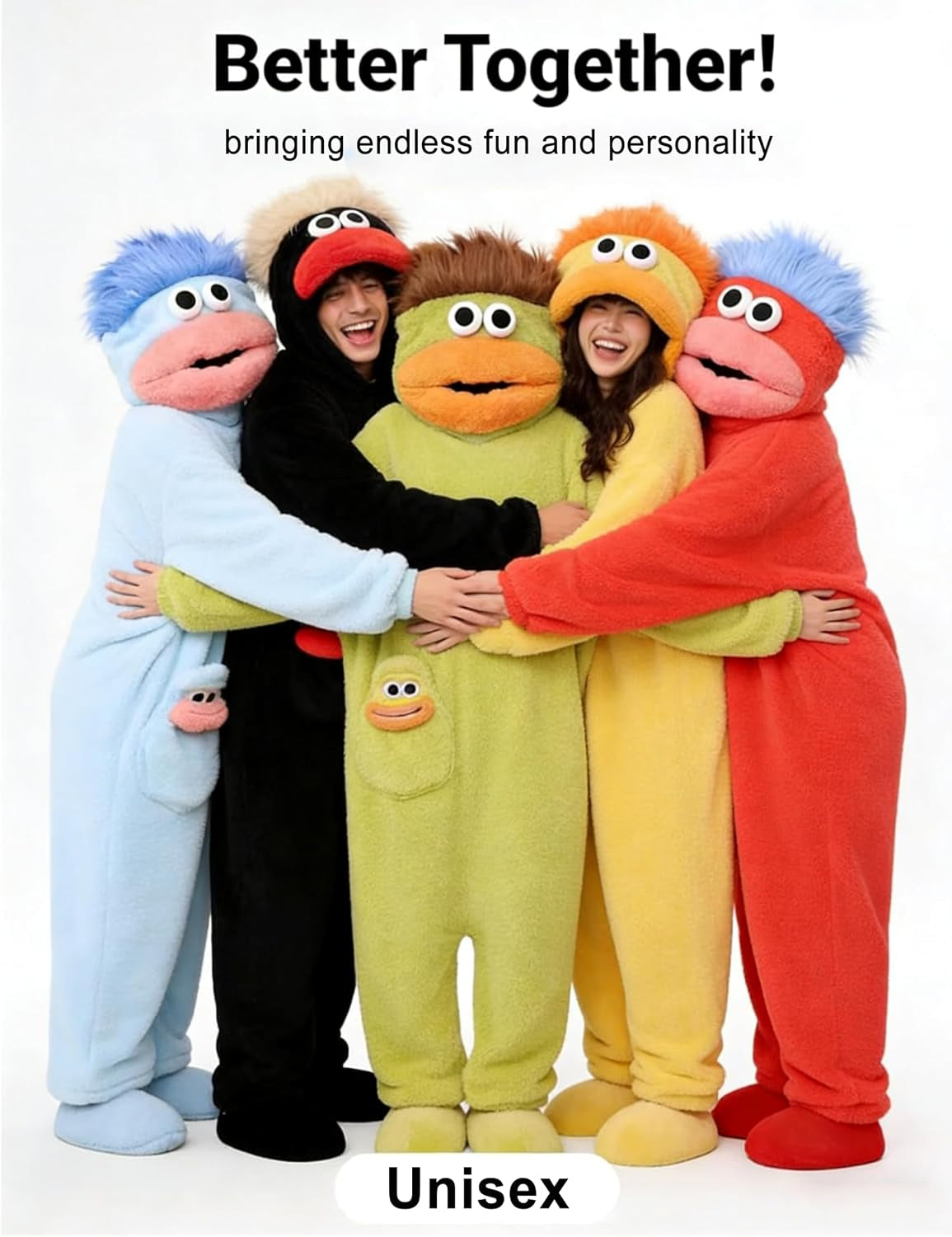 Funny Big Mouth Monster Onesie Pajamas with Large Comb – Oversized Plush Fleece Hooded One Piece for Sleep & Party