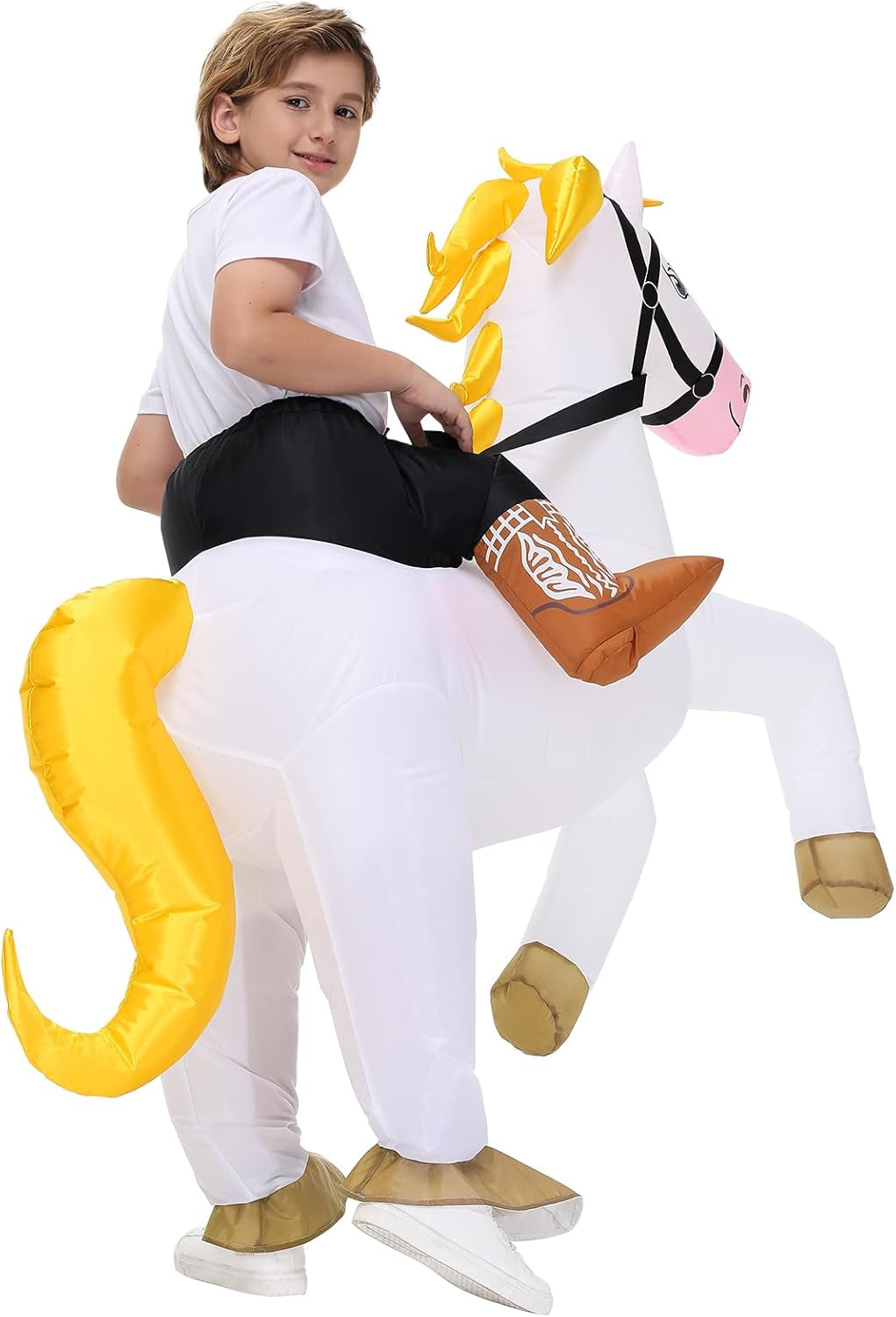 Inflatable Horse Costume for Kids Halloween Blow up Costumes White Horse Costumes Funny Costumes for Boys Girls Cosplay Party