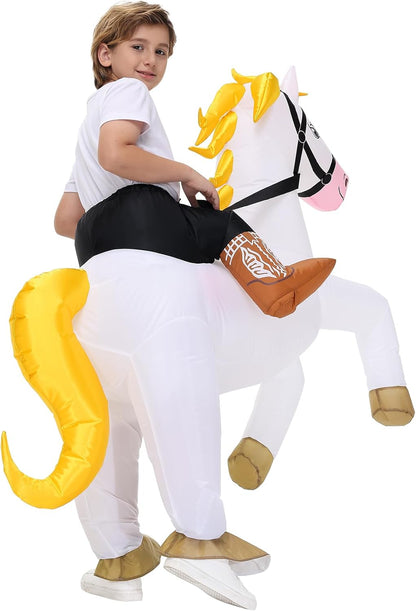 Inflatable Horse Costume for Kids Halloween Blow up Costumes White Horse Costumes Funny Costumes for Boys Girls Cosplay Party