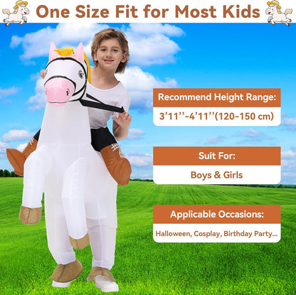 Inflatable Horse Costume for Kids Halloween Blow up Costumes White Horse Costumes Funny Costumes for Boys Girls Cosplay Party